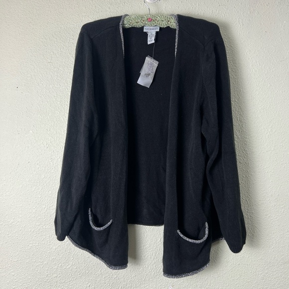 Catherines Sweaters - Catherines Black & Silver Whimsigoth Open Front Cardigan Sweater size 2X